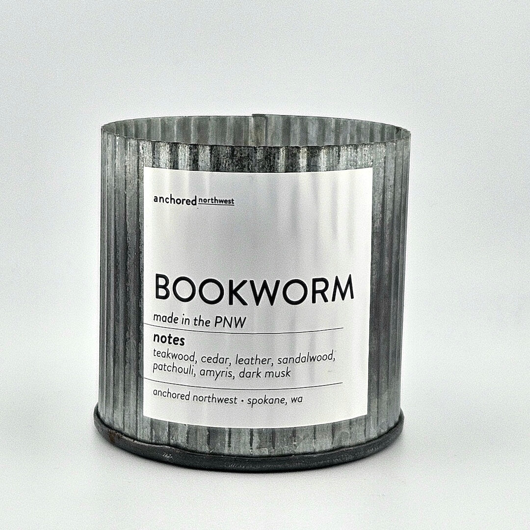 Candle with a label on a white background