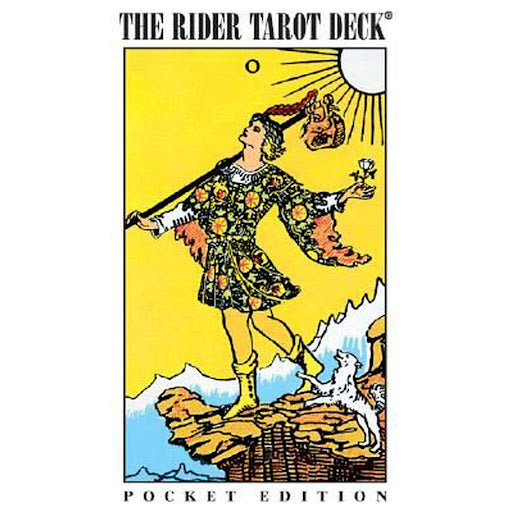 Illustration of tarot deck packaging on white background.