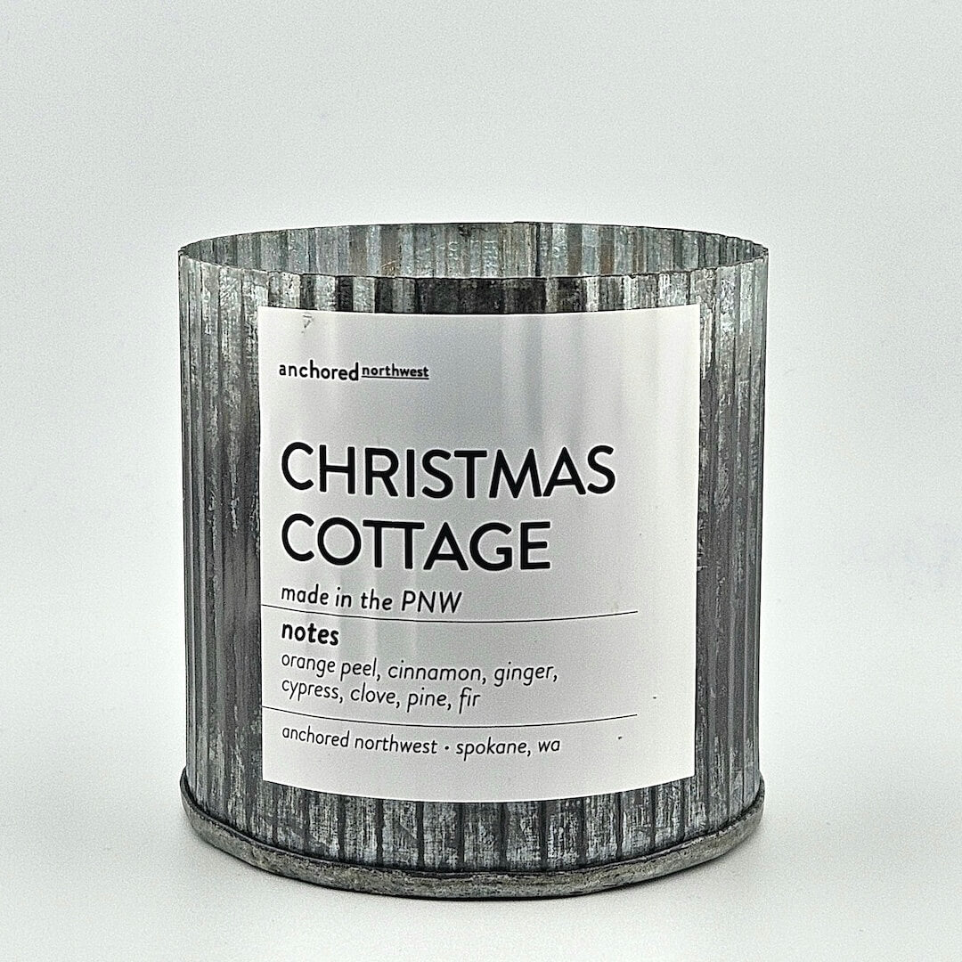 Candle with a label on a white background
