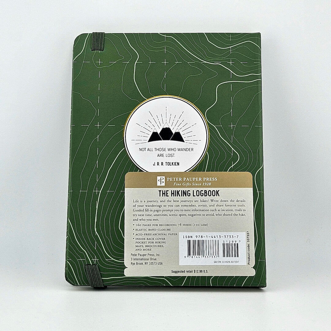 Green topography map cover of notebook against white background.
