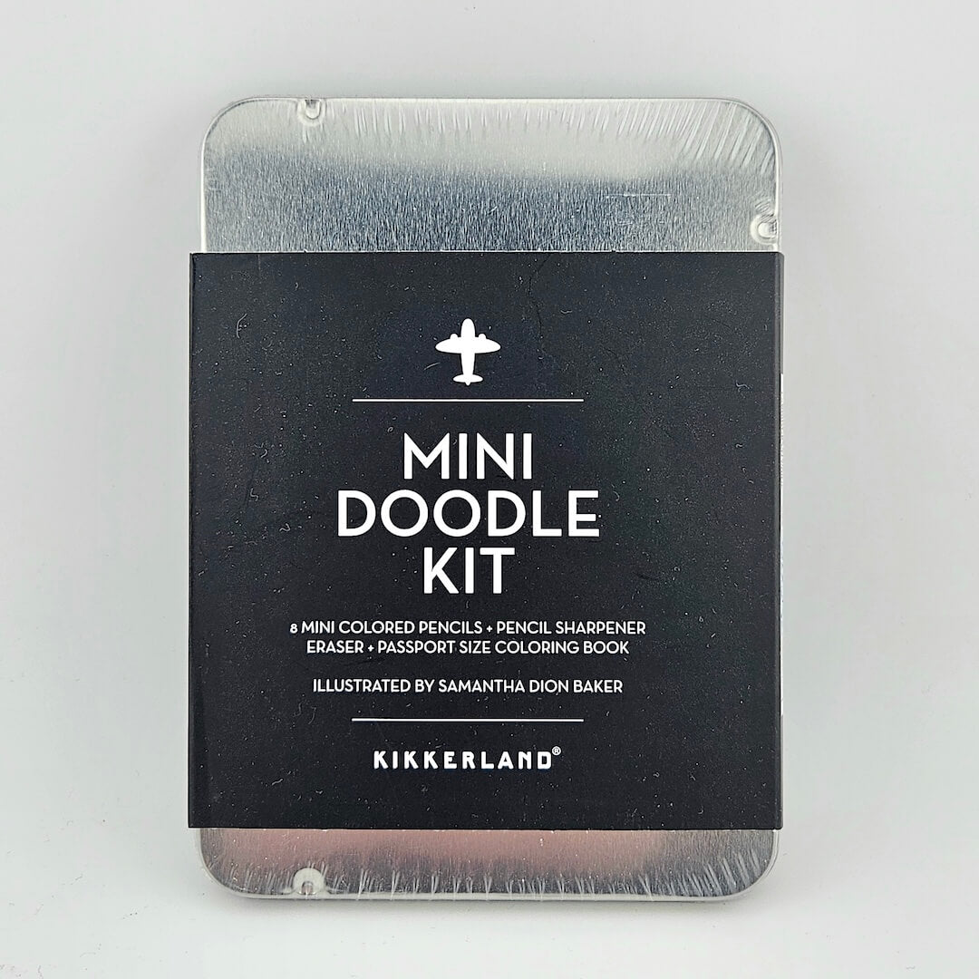 Kikkerland Mini Doodle Kit packaging on a light gray background
