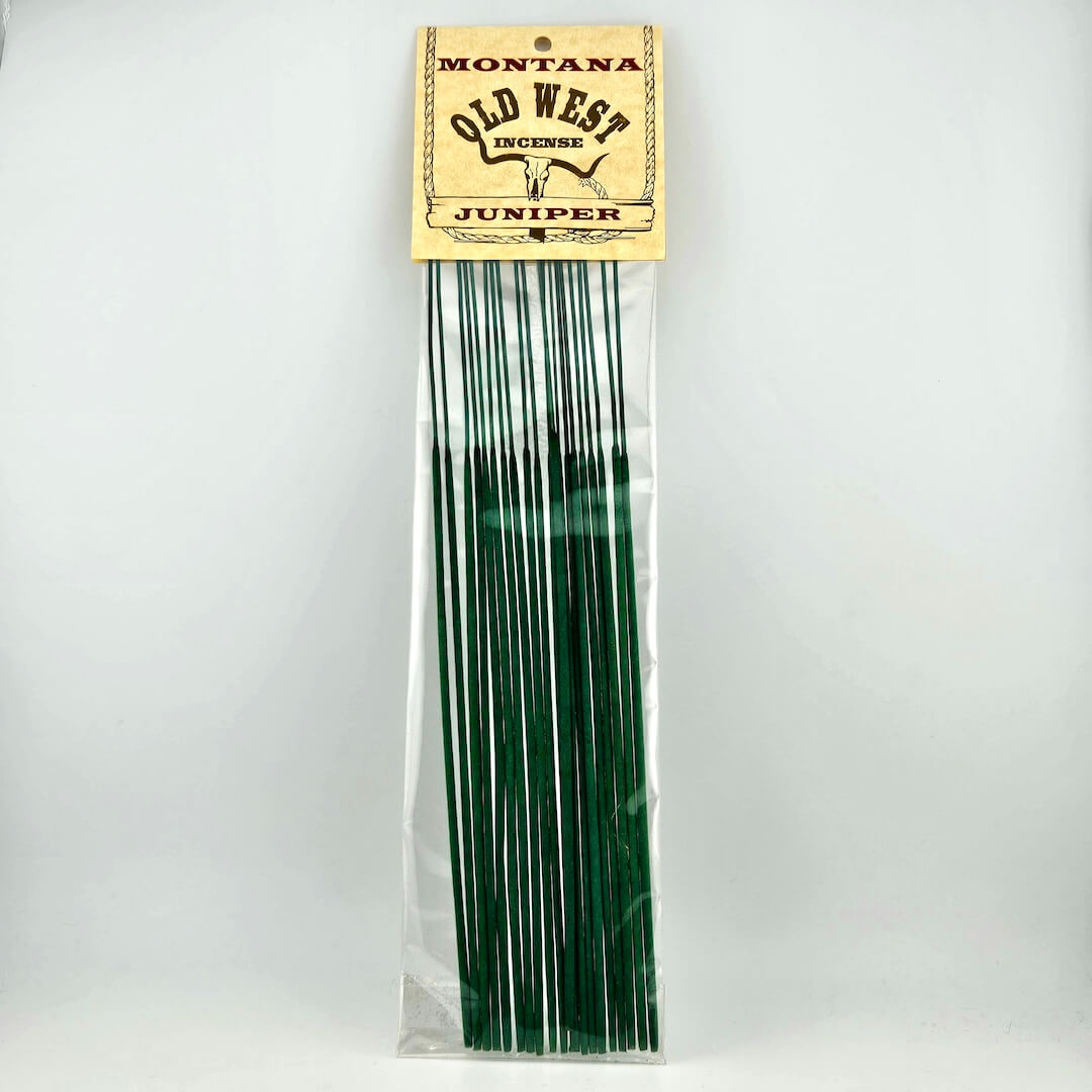 Pack of Montana Old West Incense Juniper sticks on a white background