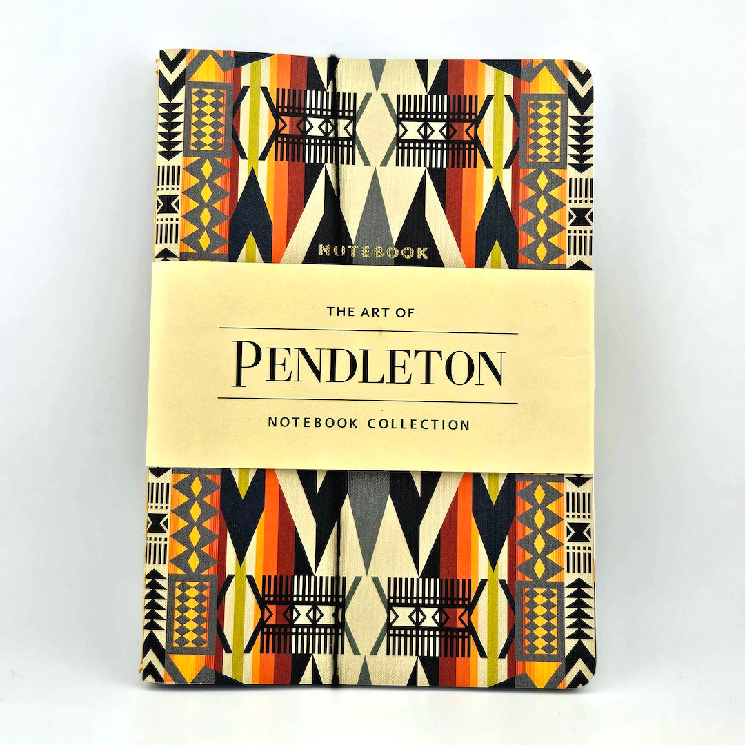 Notebook with Pendleton pattern on a white background