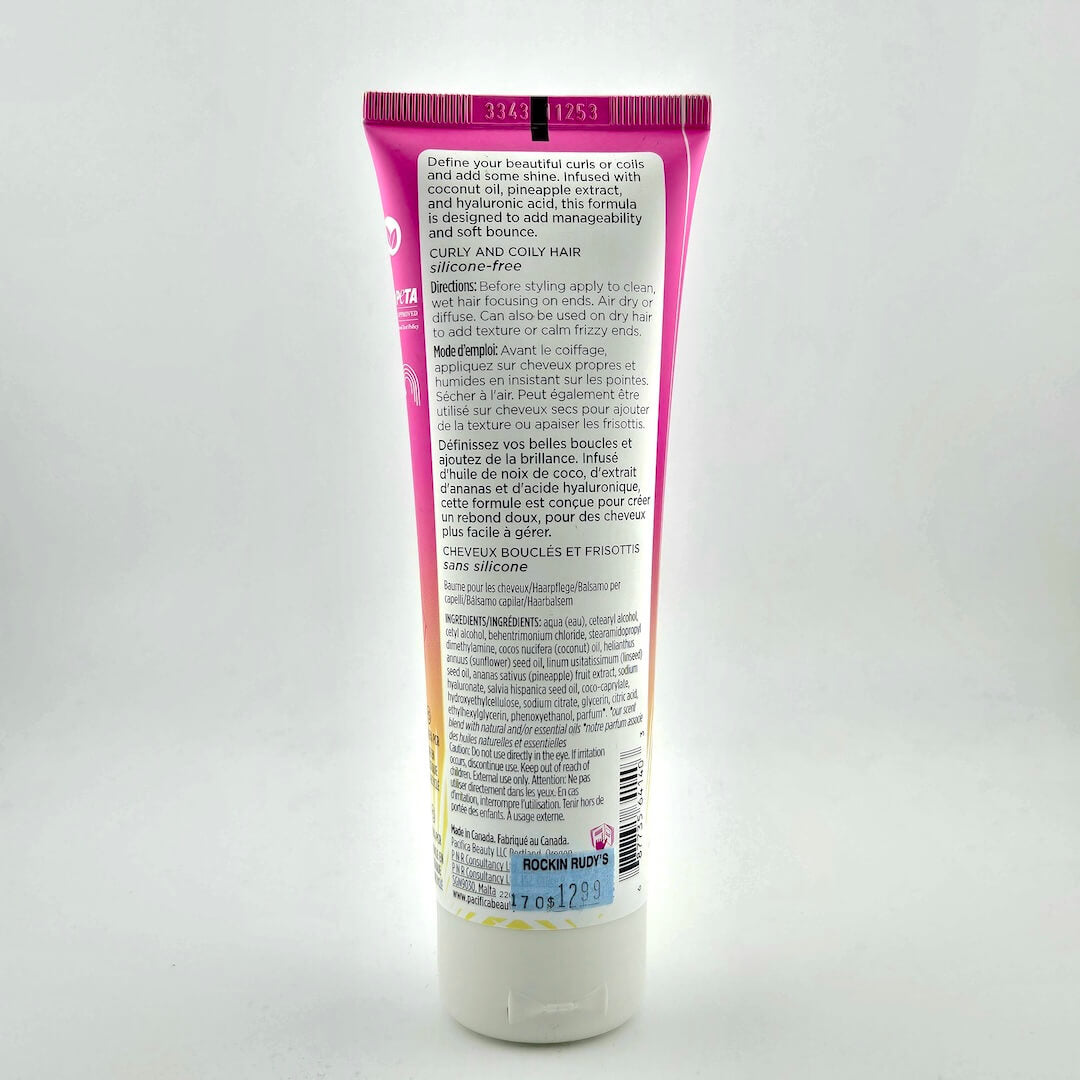 Backside of bottle with black text for instructions and ingredients against white background.
