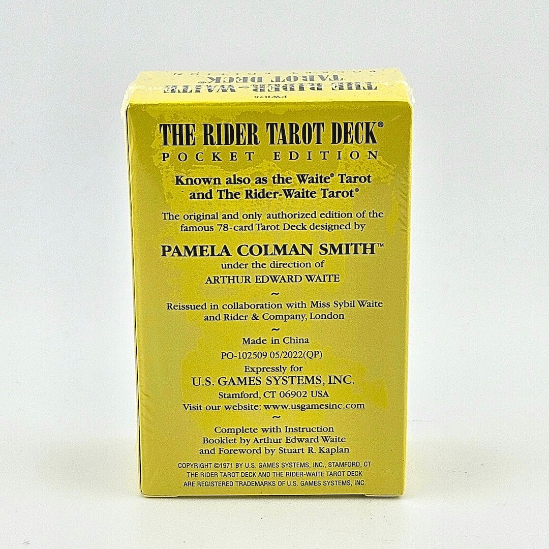 Back of yellow box with more information printed in black text regarding artist & manufacturing info.