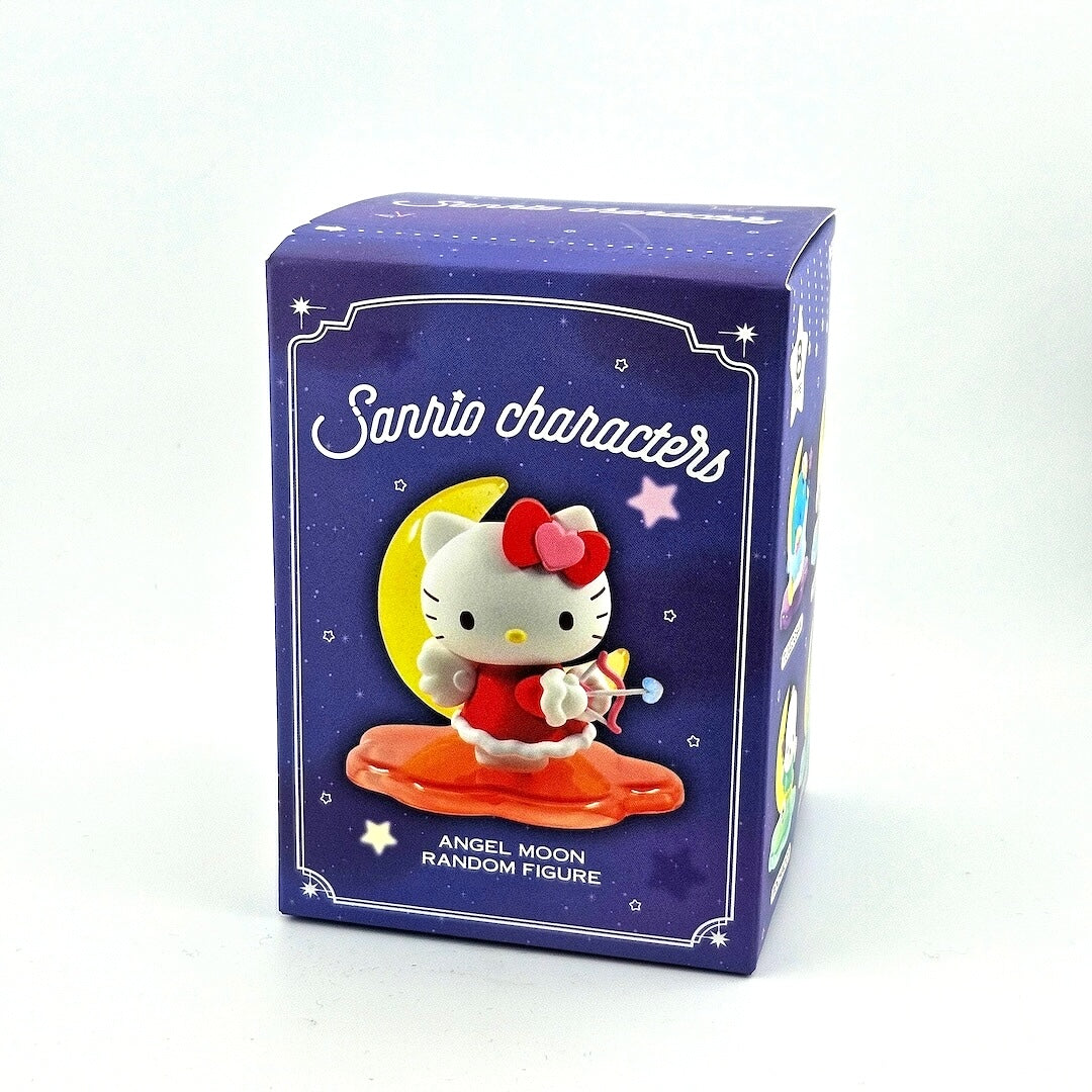 Sanrio character figurine packaging with a purple background