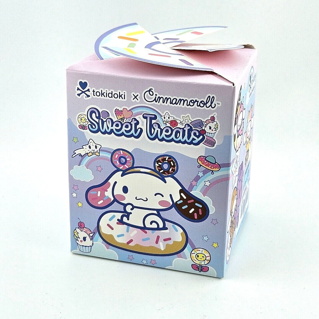 tokidoki x Cinnamoroll Sweet Treats packaging on a light gray background