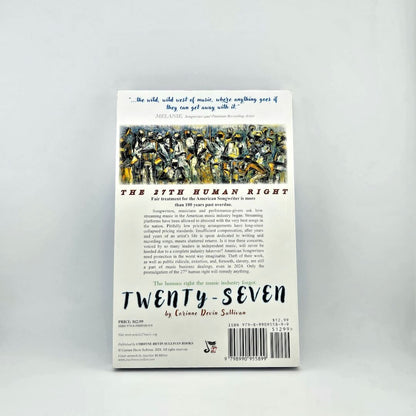 Book cover with abstract design and text on a gray background