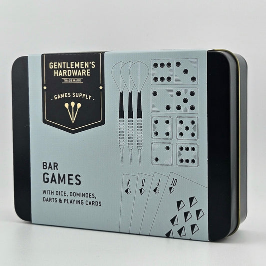 Gentlemen's Hardware bar games set packaging on a light gray background