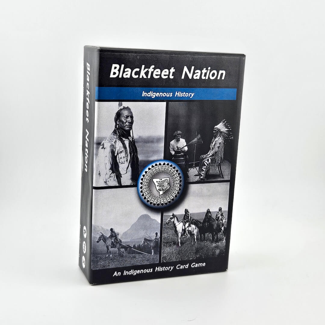 Blackfeet Nation Indigenous History card game box on a white background