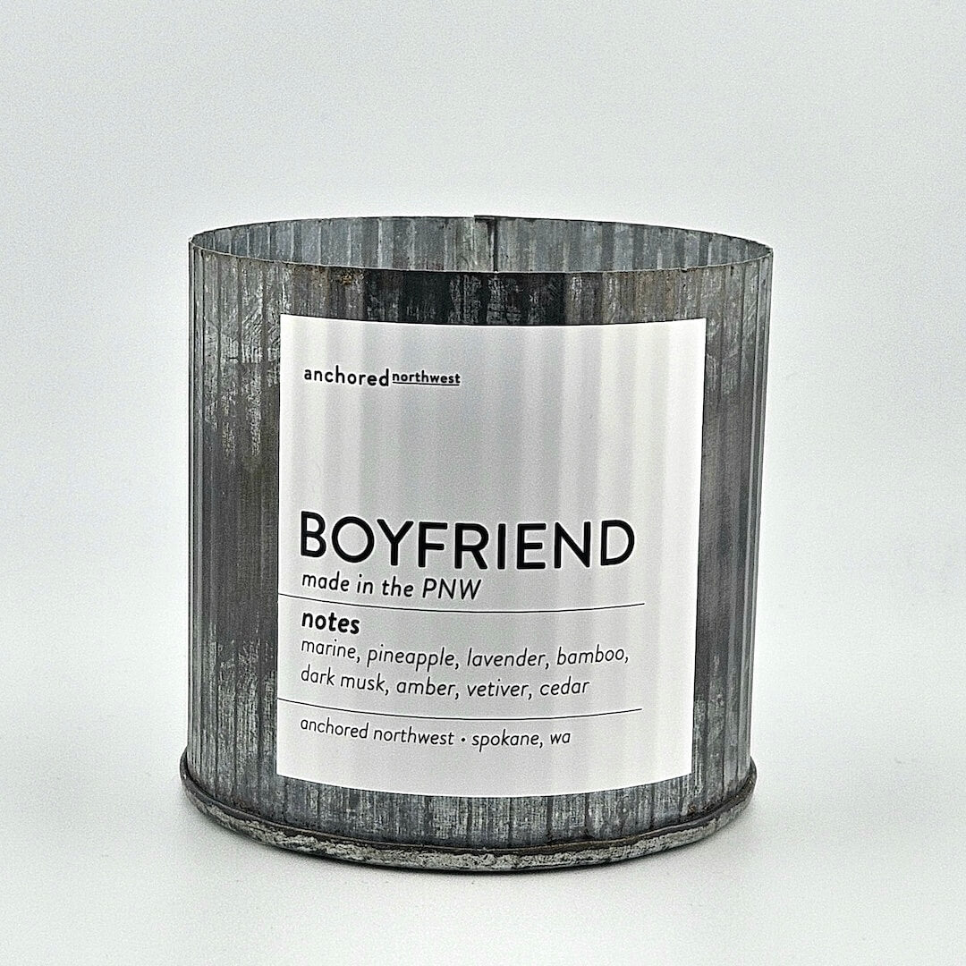 Candle with a label on a white background