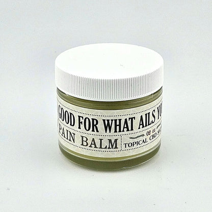 Short glass jar with white plastic lid and white label with black print.