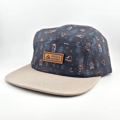 Cap with a pattern and 'Missoula Montana' logo on a white background