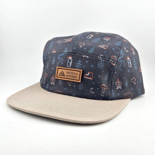 Cap with a pattern and 'Missoula Montana' logo on a white background