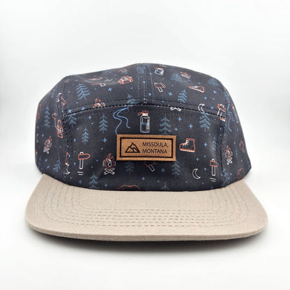 Cap with a pattern and 'Missoula Montana' logo on a white background