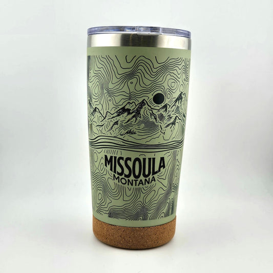 Tumbler with 'Missoula Montana' design on a white background