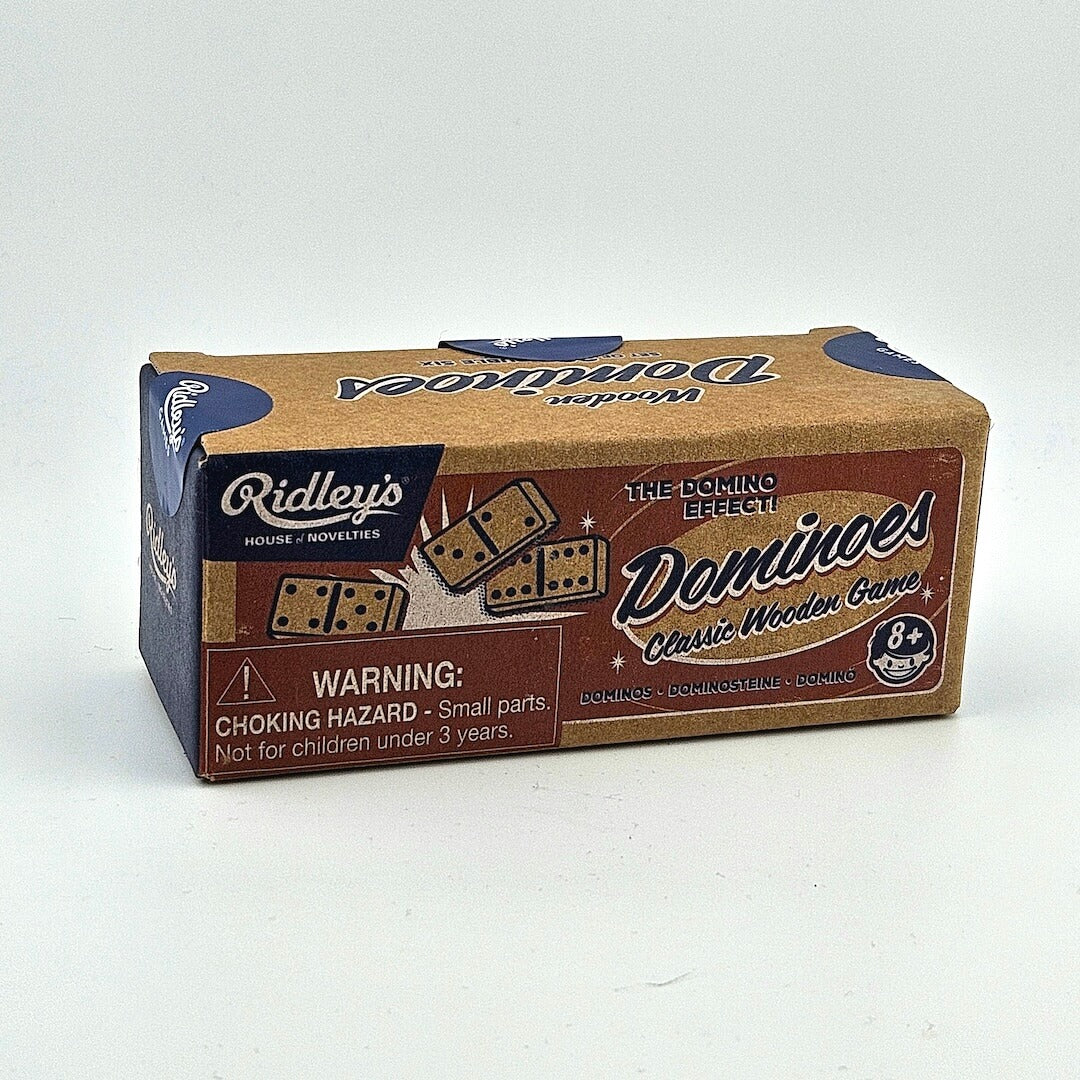 Box of Ridley's Dominoes game on a white background
