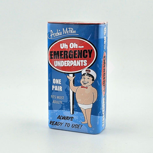 Box of Archie McPhee Emergency Underpants on a white background