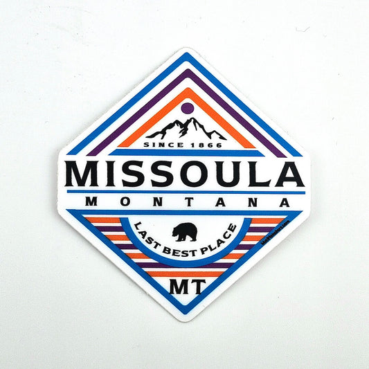 Sticker with 'Missoula, Montana' design on a white background