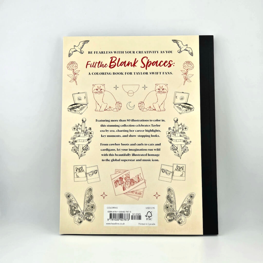 Coloring book for Taylor Swift fans with illustrations on a white background