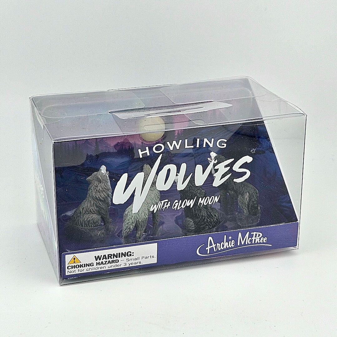 Box of 'Howling Wolves with Glow Moon' product by Archie McPhee on a white background