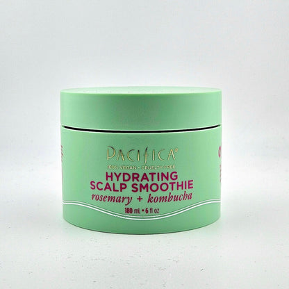 Green jar of Pacifica Hydrating Scalp Smoothie on a white background