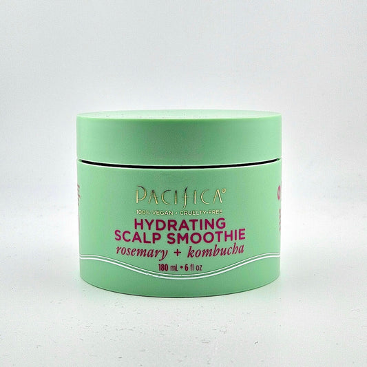 Green jar of Pacifica Hydrating Scalp Smoothie on a white background