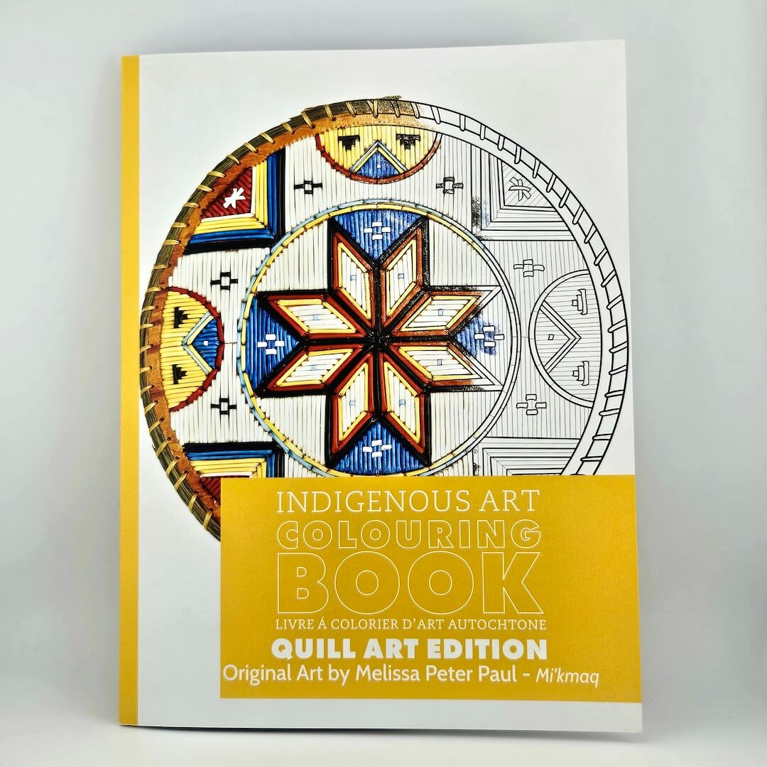 Indigenous Art Colouring Book with Quill Art Edition on a white background