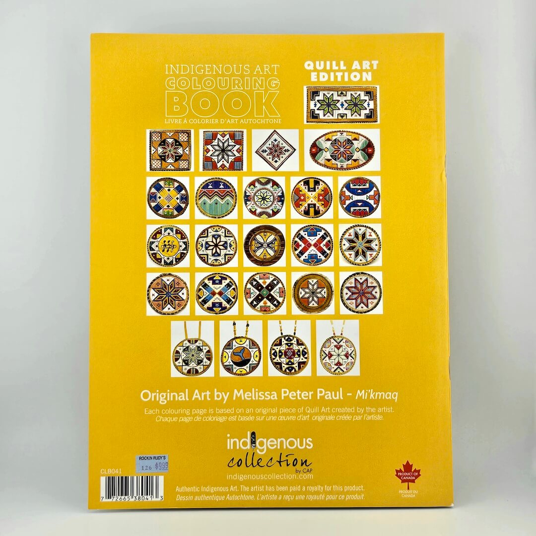 Indigenous Art Colouring Book Quill Art Edition on a gray background