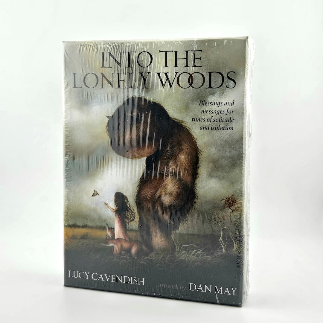 Book cover of 'Into the Lonely Woods' by Lucy Cavendish with a bear and person illustration.