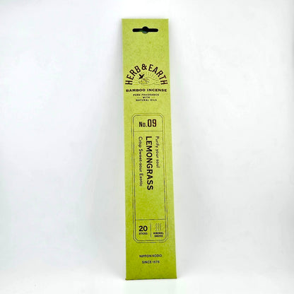 Light green rectangular package of incense with brown text describing product. 