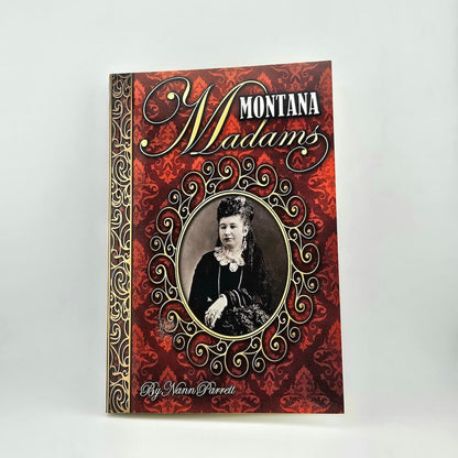 Book titled 'Montana Madam' with decorative cover and portrait on a white background