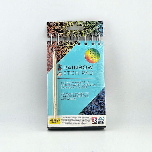 Rainbow etch pad with bright colored packaging against white background. 