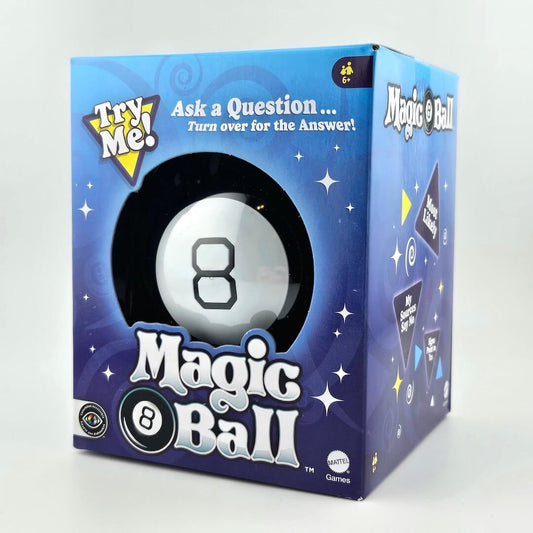Box of a Magic Ball toy with a question and answer mechanism on a white background