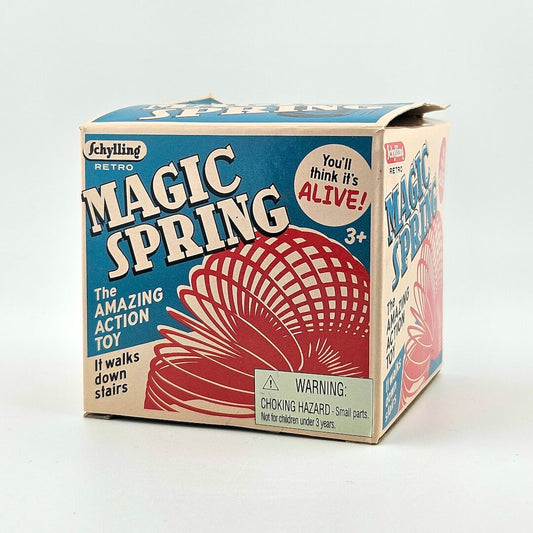 Box of Schylling Magic Spring toy on a light gray background
