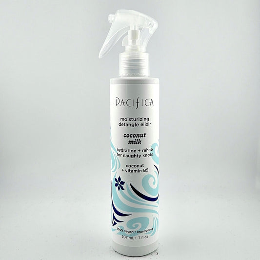 Pacifica coconut milk hair care product on a gray background