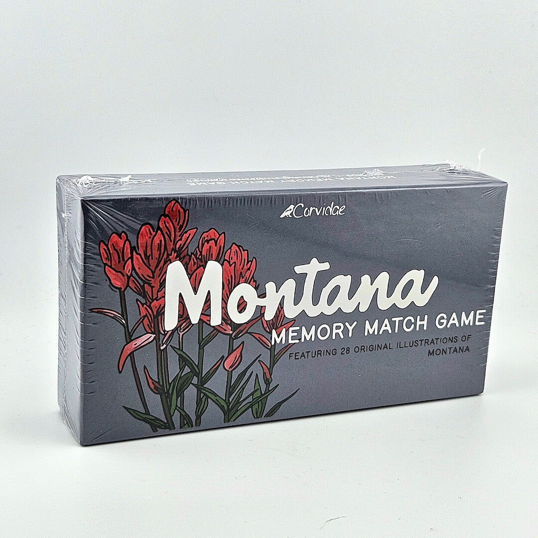 Montana Memory Match Game packaging with floral design on a white background