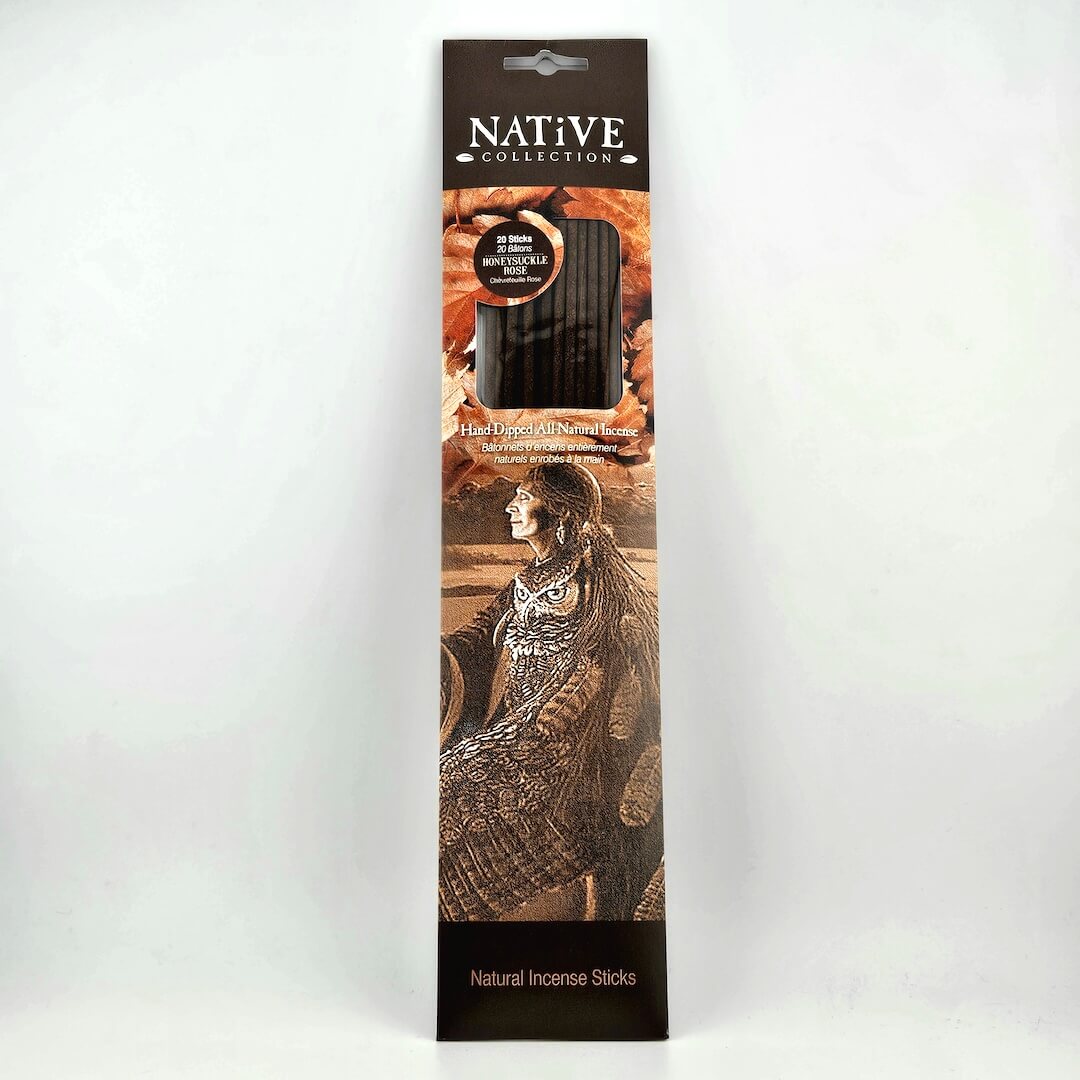 Packaging of Native Collection natural incense sticks on a white background