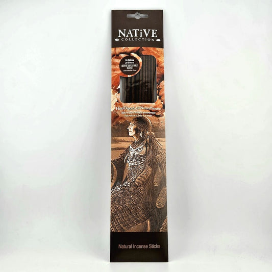 Packaging of Native Collection natural incense sticks on a white background