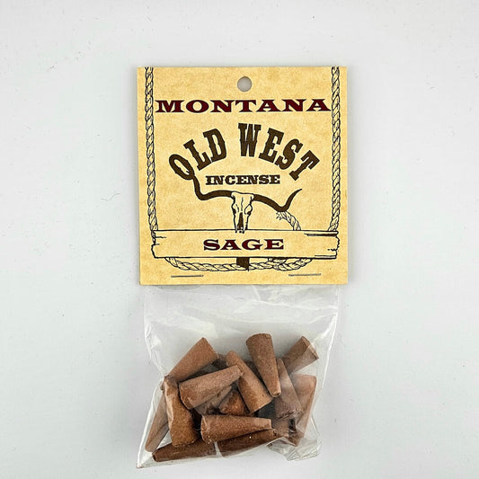 Montana Old West Incense Sage packaging with incense sticks on a white background