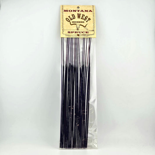 Pack of Montana Old West Incense Spruce sticks on a white background
