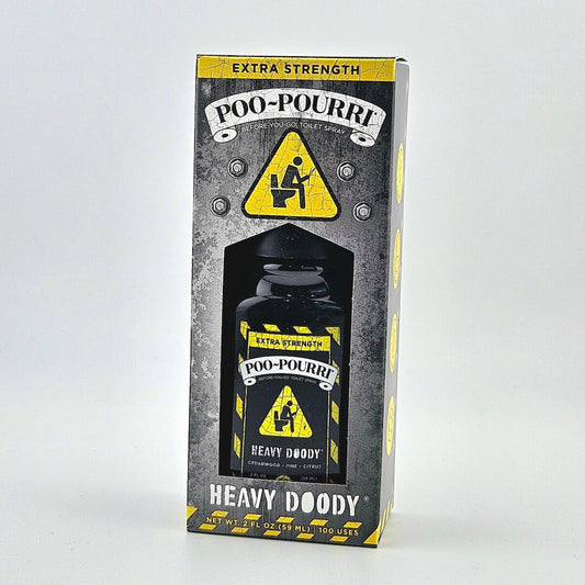Poo-Pourri air freshener spray in packaging against white background. 