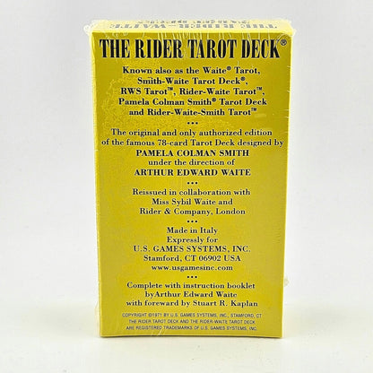 Back of yellow box with black text detailing artist and manufacturing information.