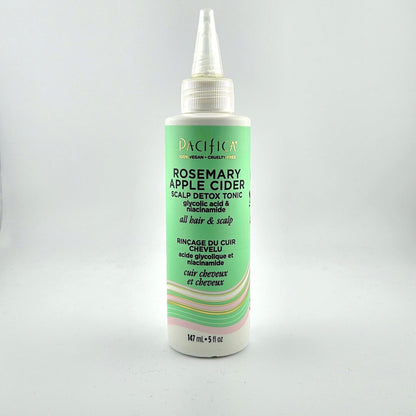 Bottle of Pacifica Rosemary Apple Cider Scalp Detox Tonic on a white background