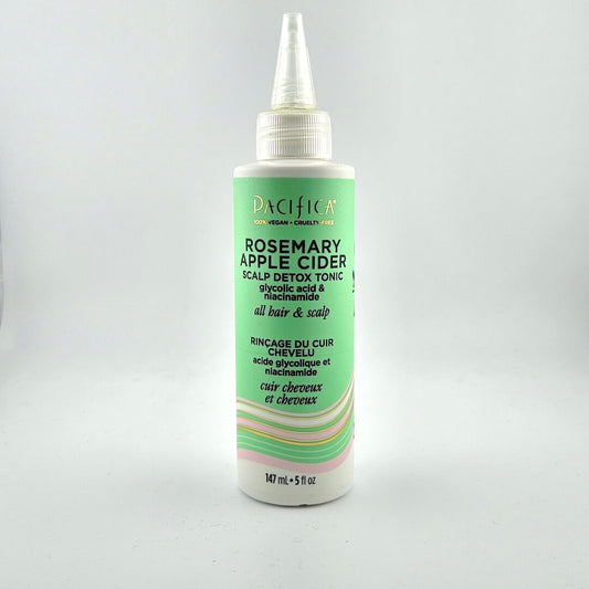Bottle of Pacifica Rosemary Apple Cider Scalp Detox Tonic on a white background