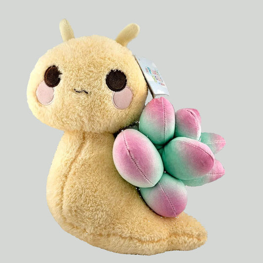 Plush toy with a flower on a white background