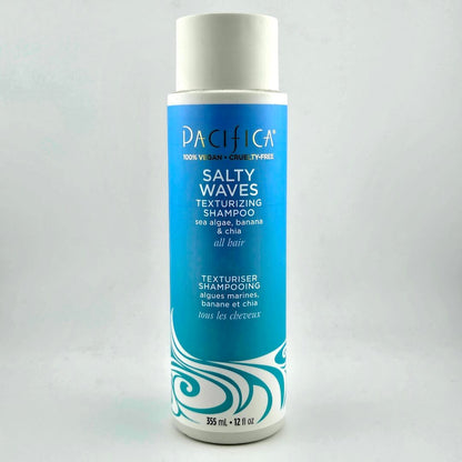 Pacifica Salty Waves texturizing shampoo bottle on a light gray background