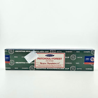 Green box printed with company name, white label with red border, next to silver holographic authentic sticker.