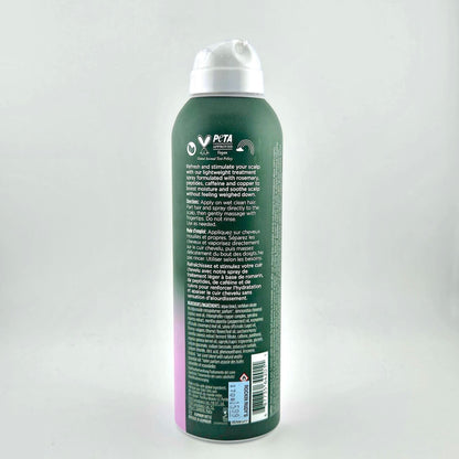 Aerosol can with white text instructions and ingredients with barcode against white background.