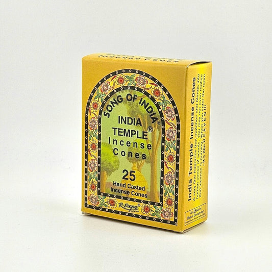 Box of India Temple Incense Cones by Song of India on a white background